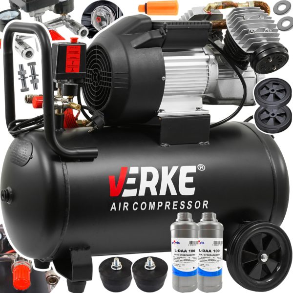 KOMPRESOR SPRĘŻARKA 50L 250l/min DWUTŁOKOWA ZV2047/50LB VERKE