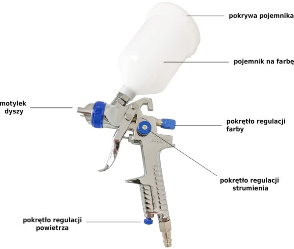 PISTOLET LAKIERNICZY HVLP H-888P 1,3 mm 600 ml VERKE - obrazek 4