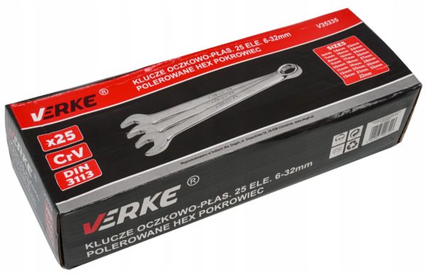 KLUCZE PŁASKO-OCZKOWE 6-32 mm 6-kątne ZESTAW VERKE - obrazek 12