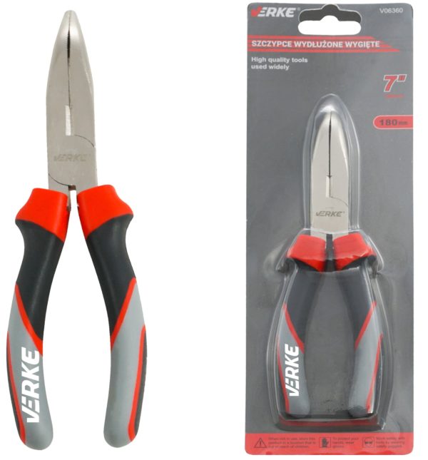 SZCZYPCE WYDŁUŻONE WYGIĘTE 7" 180 mm VERKE - obrazek 3
