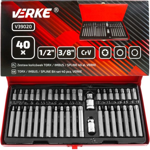 KLUCZE WPUSTOWE IMBUS TORX SPLINE CR-V ZESTAW 40 VERKE - obrazek 6