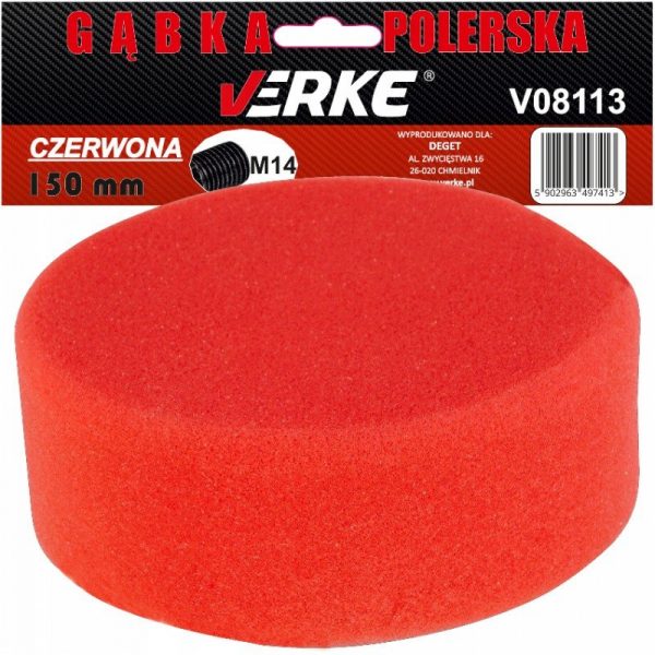 GĄBKA POLERSKA 150mm CZERWONA ŚREDNIO MIĘKKA VERKE