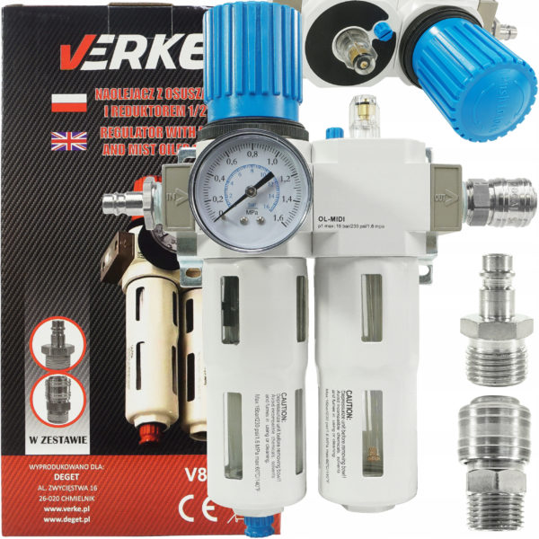 REDUKTOR FILTR POWIETRZA NAOLEJACZ 1/2" V2 VERKE