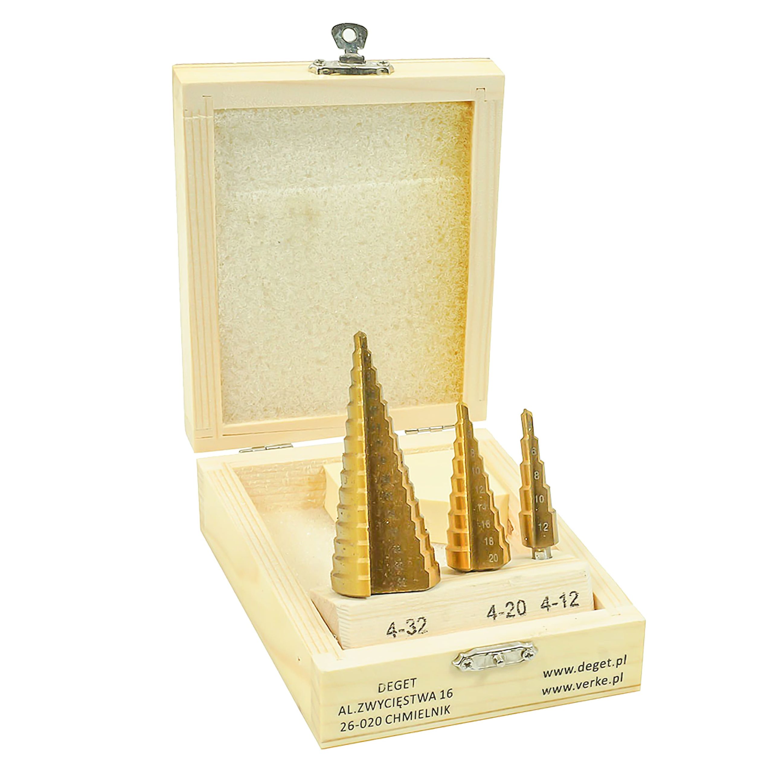 WIERTŁA STOPNIOWE HSS-TiN 4-32 MM 3 SZT. VERKE - obrazek 4