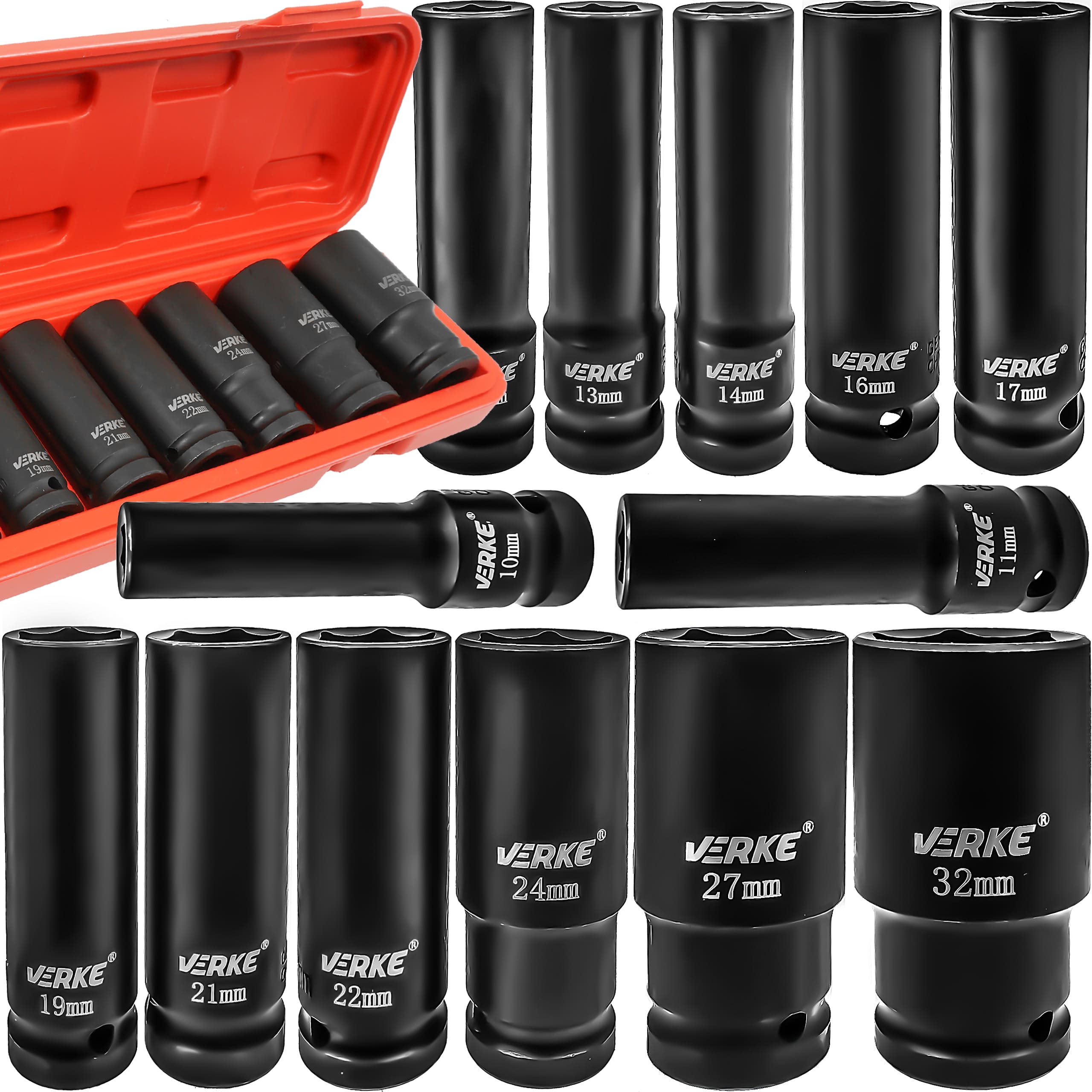 NASADKI UDAROWE DŁUGIE 1/2" 13 SZT 10-32mm VERKE