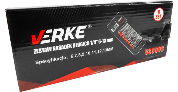 ZESTAW NASADEK DŁUGICH 1/4" 6-13 mm 8 SZT VERKE - obrazek 15