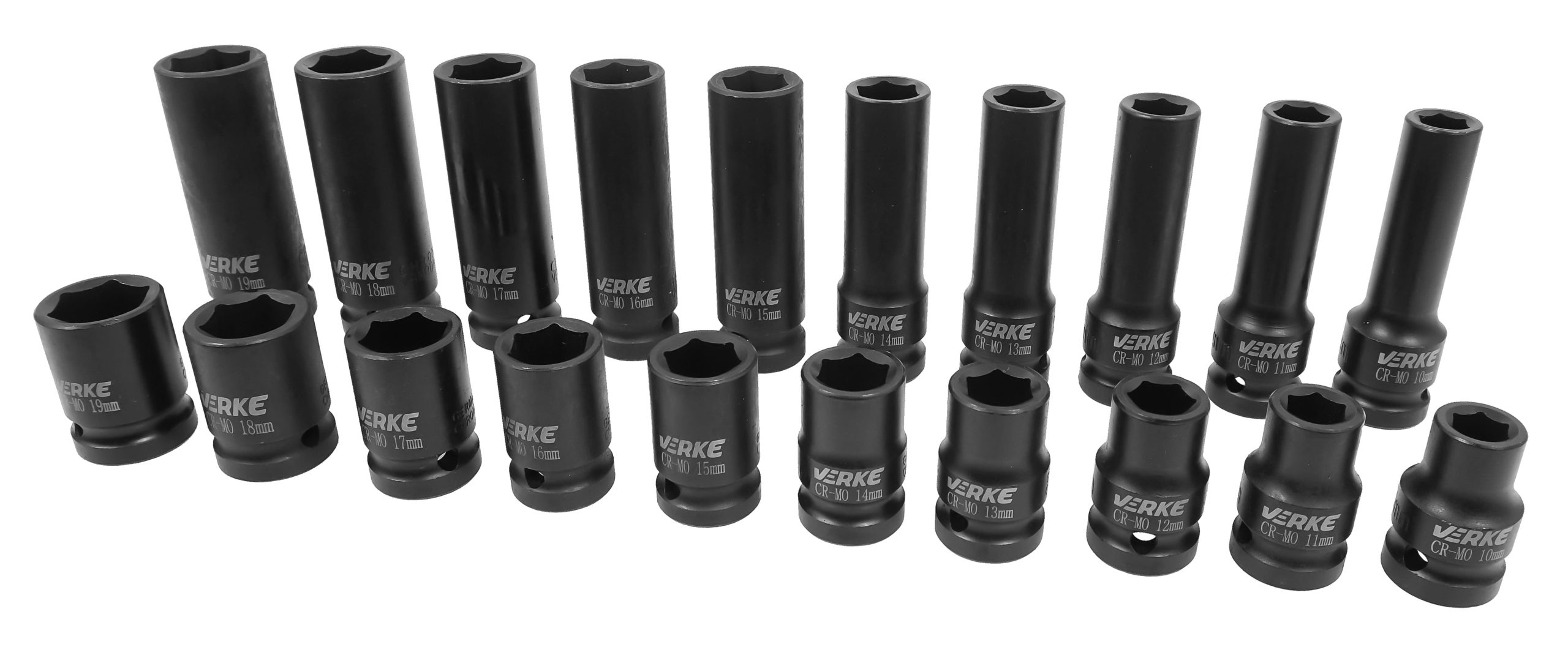 NASADKI UDAROWE DŁUGIE I KRÓTKIE 1/2" 20 SZT 10-19mm VERKE - obrazek 9