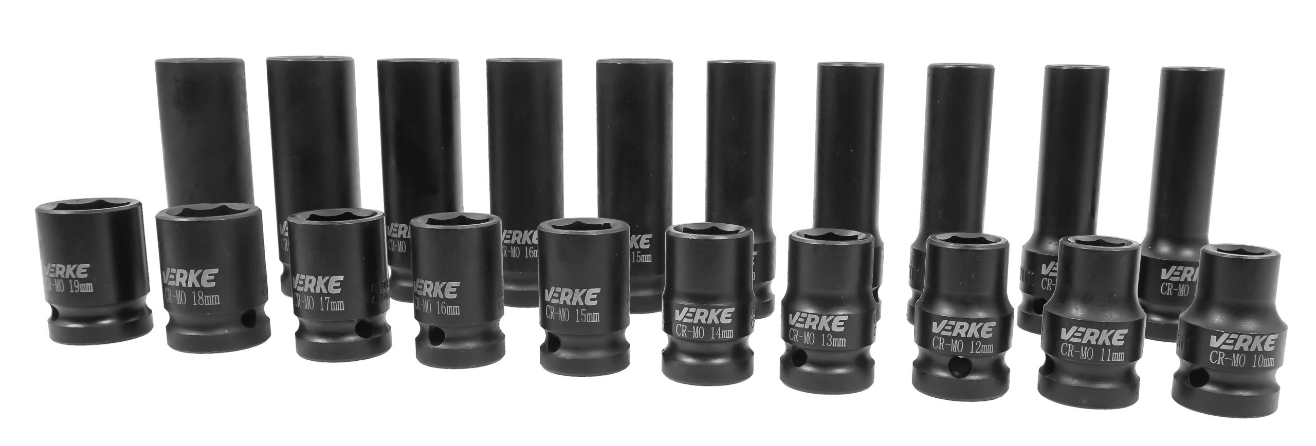 NASADKI UDAROWE DŁUGIE I KRÓTKIE 1/2" 20 SZT 10-19mm VERKE - obrazek 6