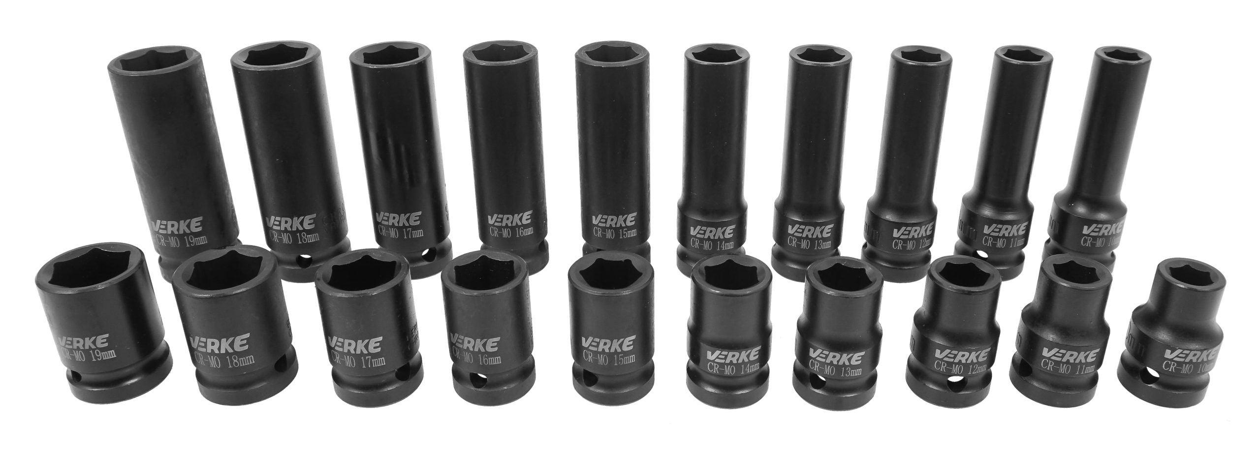 NASADKI UDAROWE DŁUGIE I KRÓTKIE 1/2" 20 SZT 10-19mm VERKE - obrazek 13
