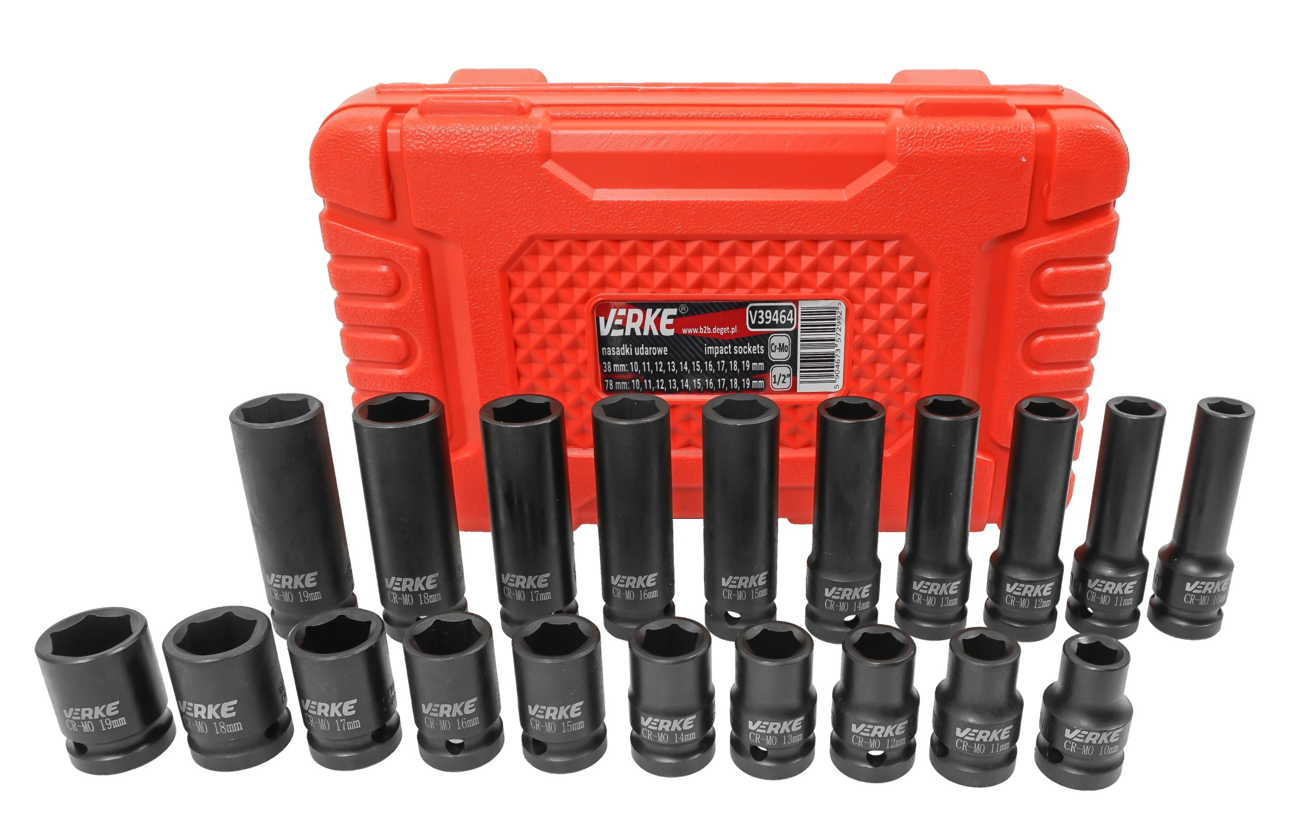 NASADKI UDAROWE DŁUGIE I KRÓTKIE 1/2" 20 SZT 10-19mm VERKE - obrazek 7