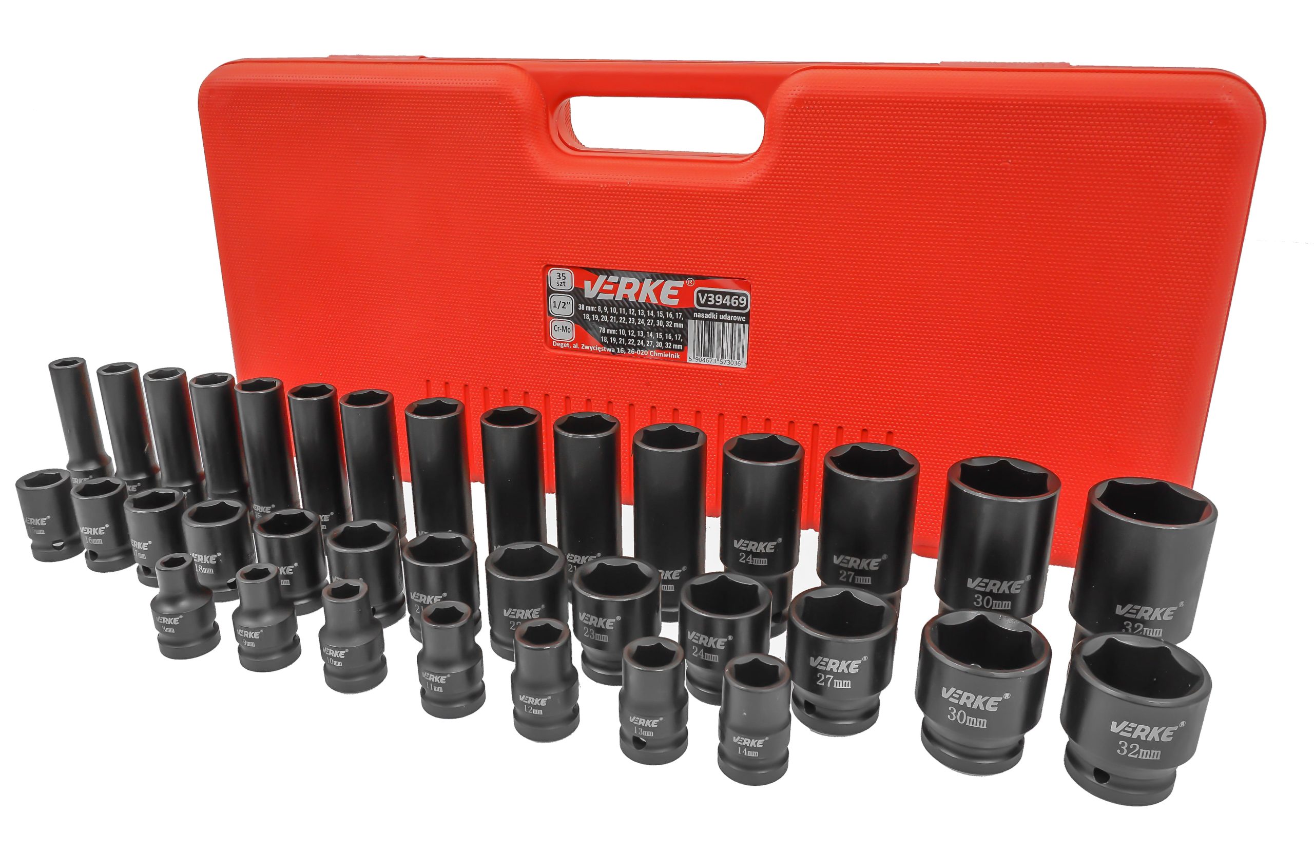 NASADKI UDAROWE DŁUGIE I KRÓTKIE 1/2" 35 SZT 8-32mm VERKE - obrazek 8