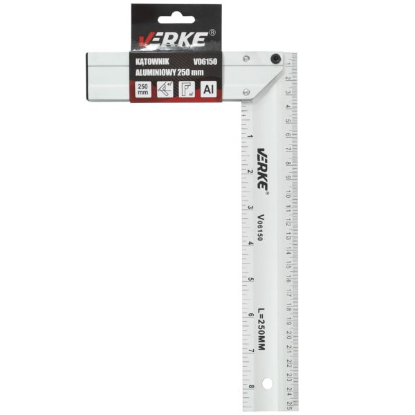 KĄTOWNIK STOLARSKI CIESIELSKI ALUMINIOWY BUDOWLANY WINKIEL PRZYMIAR 250mm VERKE - obrazek 6