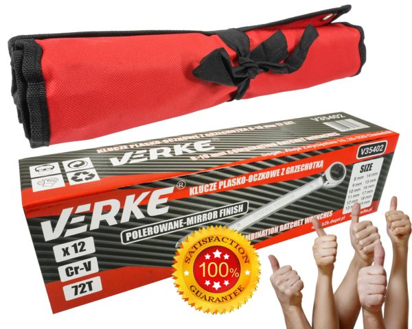 KLUCZE PŁASKO-OCZKOWE Z GRZECHOTKĄ 8-19 mm 12 SZT. VERKE - obrazek 6