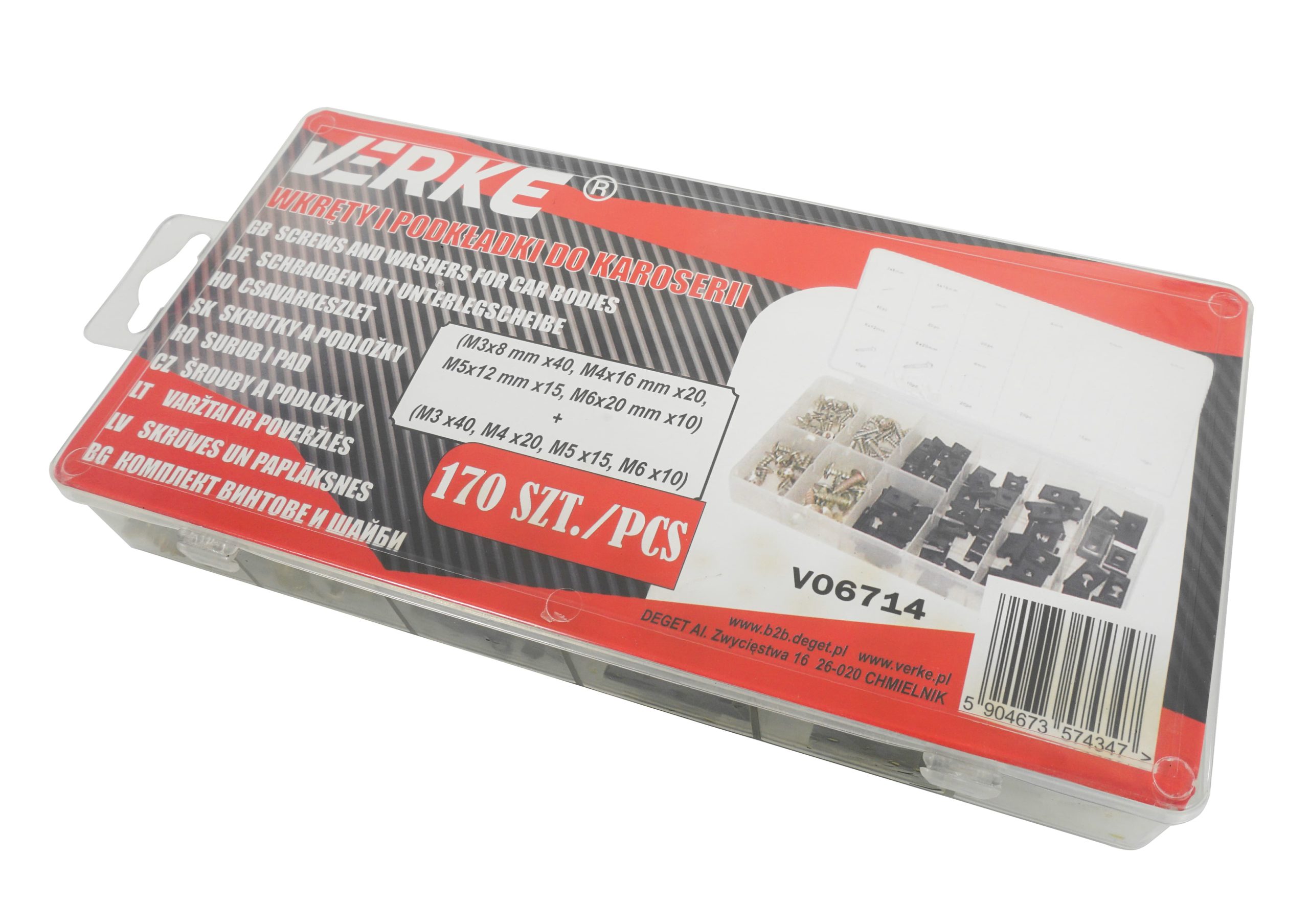 WKRĘTY I PODKŁADKI DO KAROSERII 170 SZT VERKE - obrazek 14