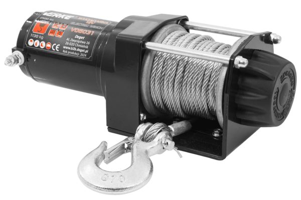 WYCIĄGARKA 12V, 2500 LBS, STALOWA LINA 12m VERKE - obrazek 5