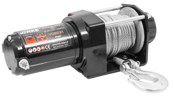 WYCIĄGARKA 12V, 2500 LBS, STALOWA LINA 12m VERKE - obrazek 7