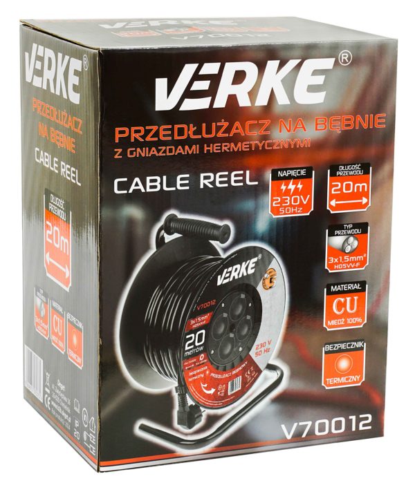 PRZEDŁUŻACZ BĘBNOWY 3x1,5mm, 20m NA BĘBNIE VERKE - obrazek 10