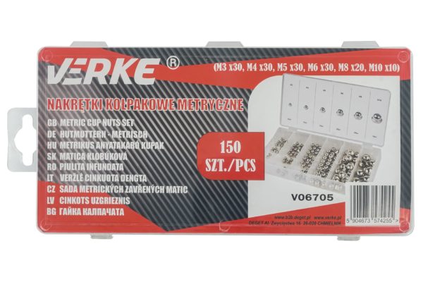 NAKRĘTKI KOŁPAKOWE METRYCZNE M3-M10 150 SZT VERKE - obrazek 15