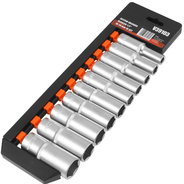 KLUCZE NASADOWE DŁUGIE 1/2 NASADKI ZESTAW KLUCZY NASADOWYCH NASADEK 10-24mm VERKE - obrazek 11