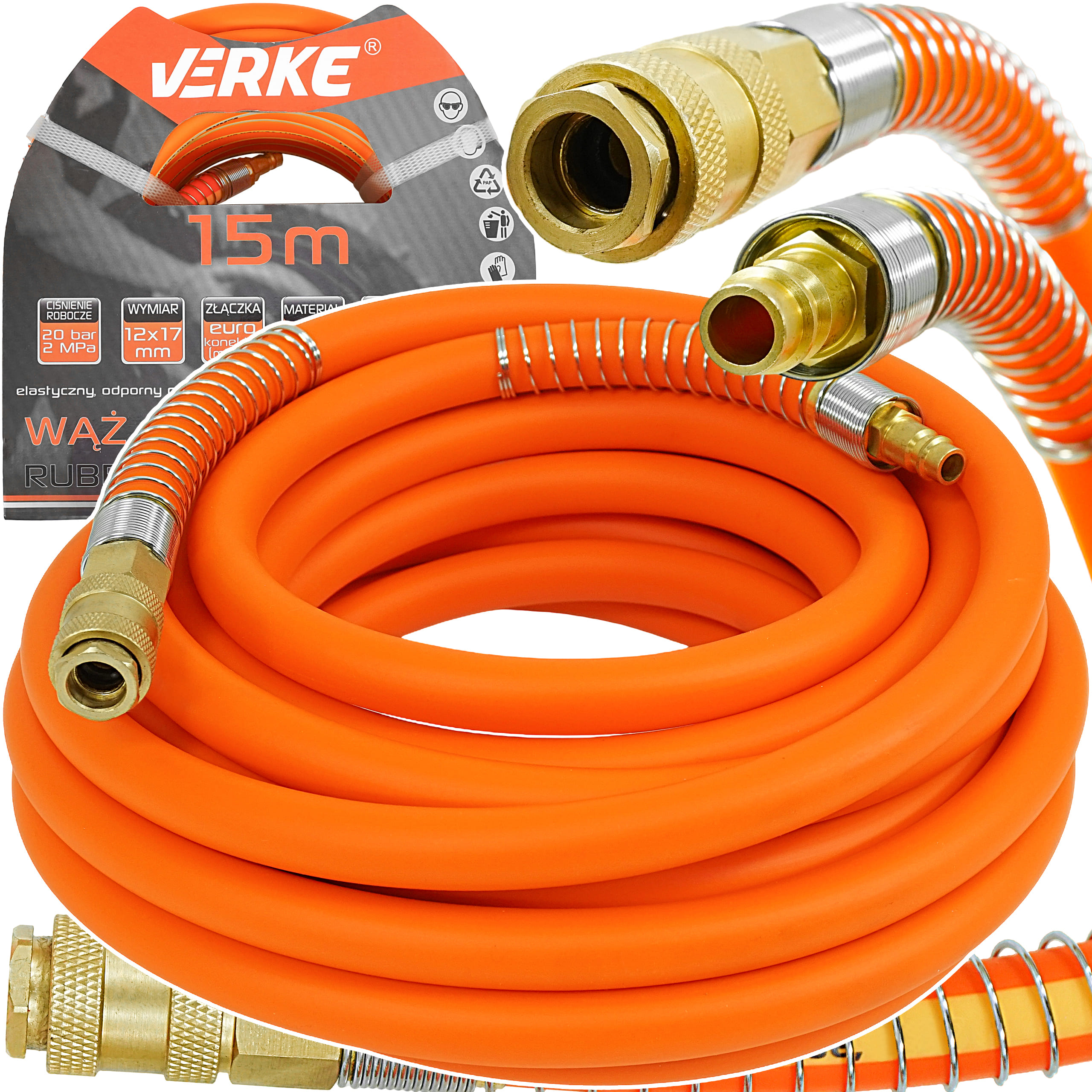 WĄŻ PNEUMATYCZNY DO KOMPRESORA, 12x17MM, 15M VERKE